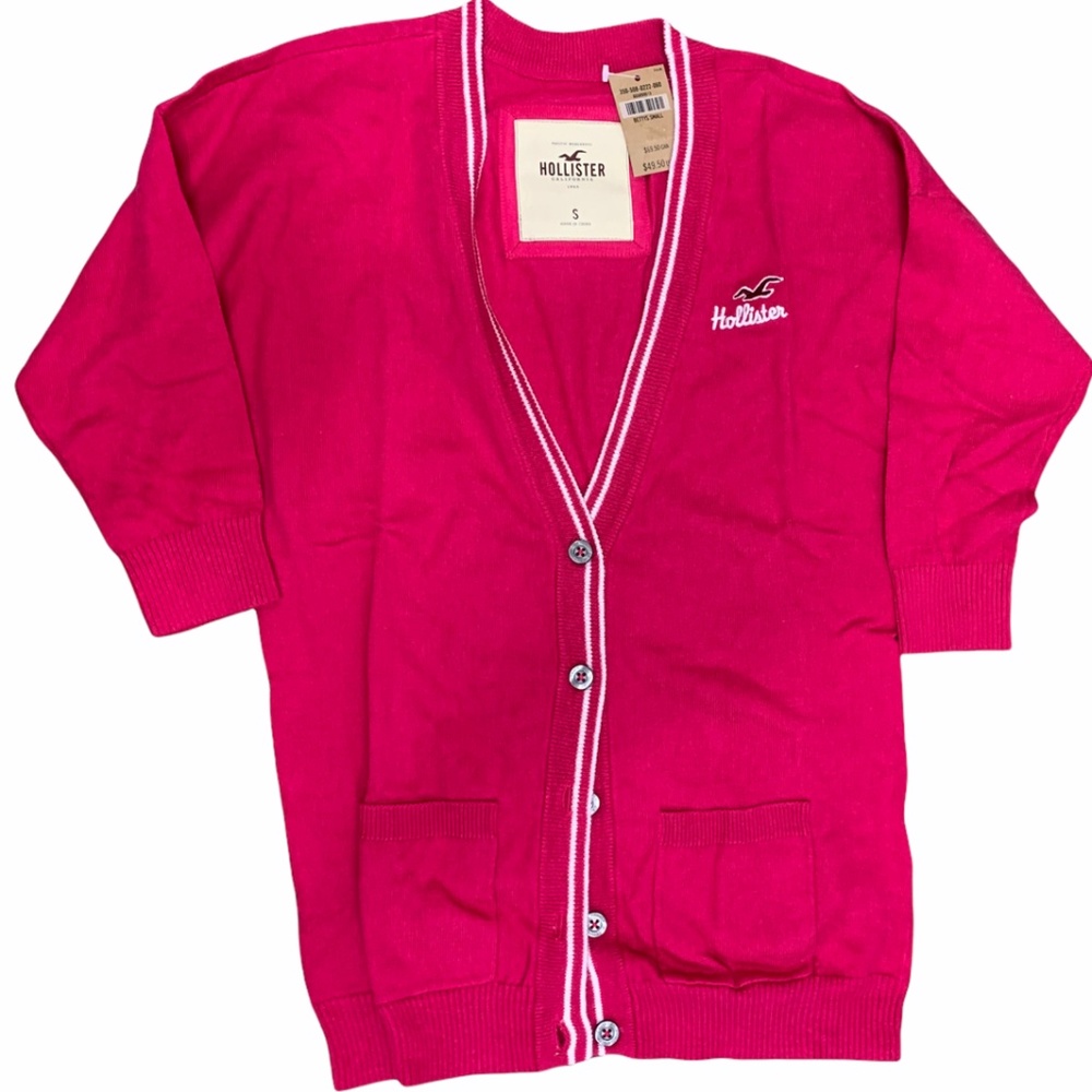 Hollister Cardigan Sweater Pockets Pink Small NWT